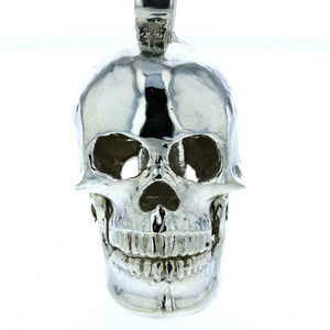 Sterling Silver 3D Skull with Ruby Eyes and Workin